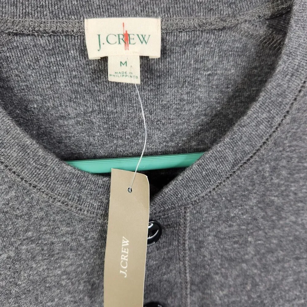 NEW J. Crew Mens Long Sleeve Pullover 2 Button Henley Sweatshirt Medium